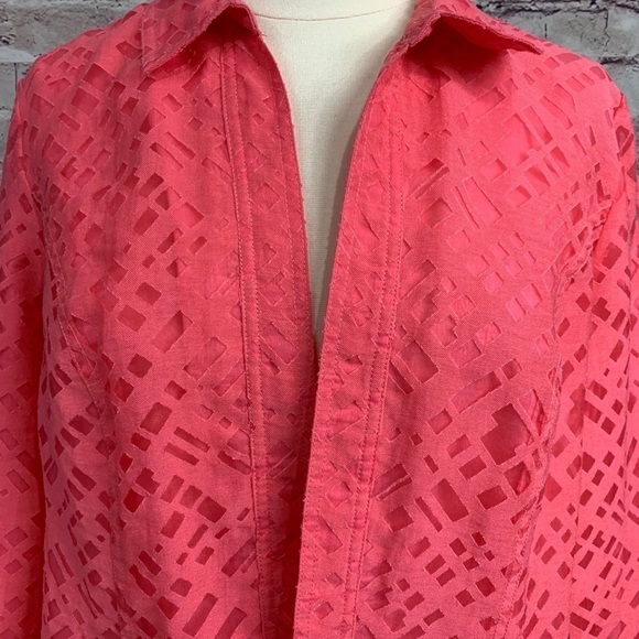 Chico’s Bryson Coral Open Lined Lazer Cut Jacket - Picture 2 of 11